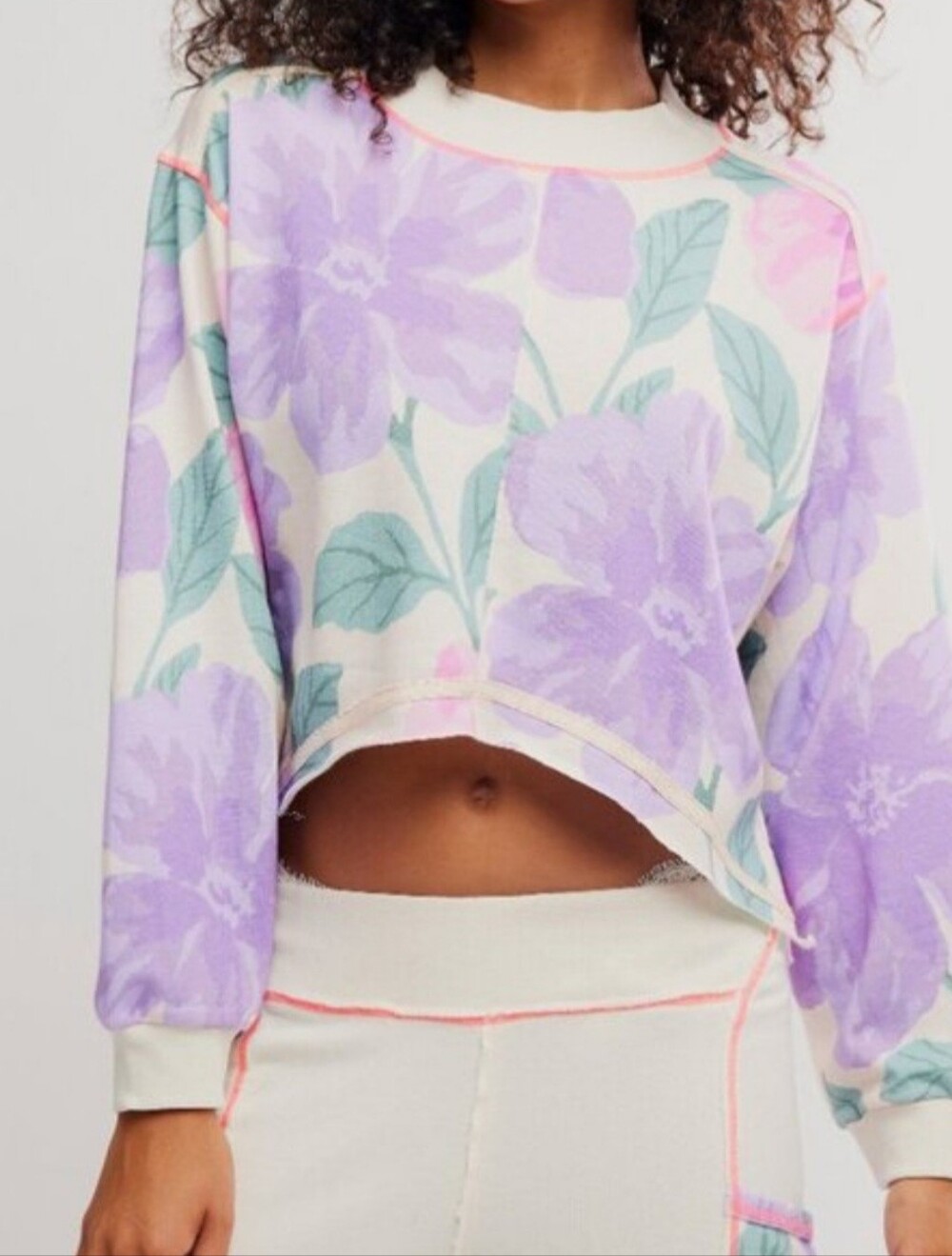 Free People Floral Summer Loving Pullover in Ivory Combo